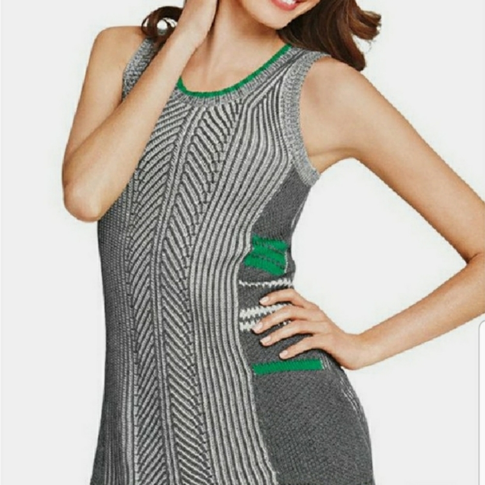 ❗️NWT❗️CABI KNIT SLEEVELESS SWEATER TANK TOP GREY GREEN COTTON BLEND